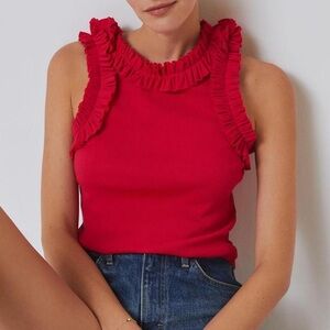 Porridge for Anthropologie ruffle neck tank top